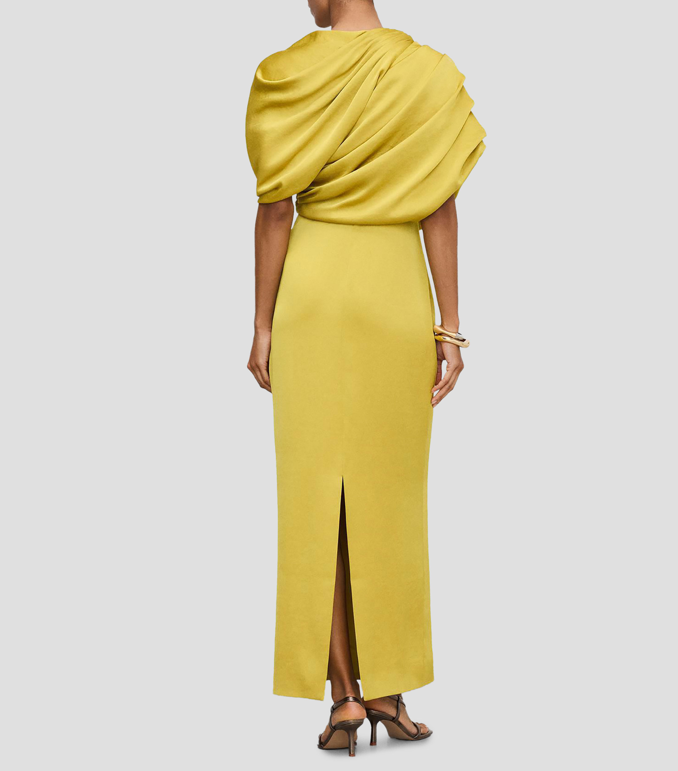 Vestido largo liso satinado Mujer